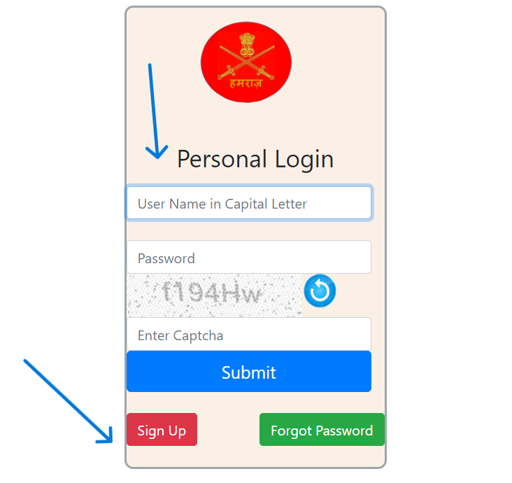 Hamraaz Personal Login Page